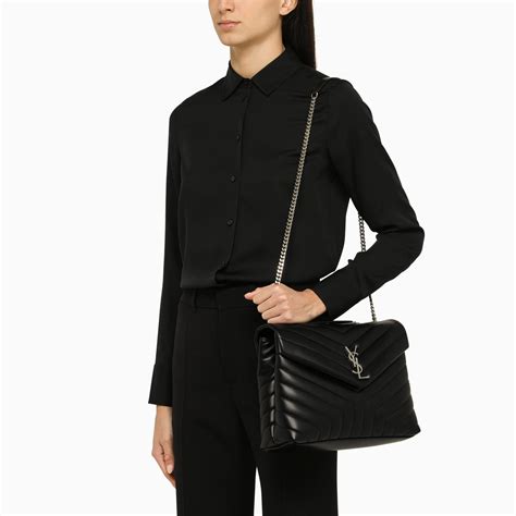 Saint Laurent Borsa Loulou media nera/argento .